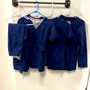 Koi scrub set (Navy)with extra scrub top and jacket. Size small